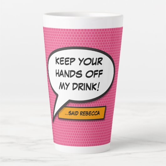 あなたのメッセージ スピーチ バブル ファン レトロ コミックブック カフェラテマグ (正面)