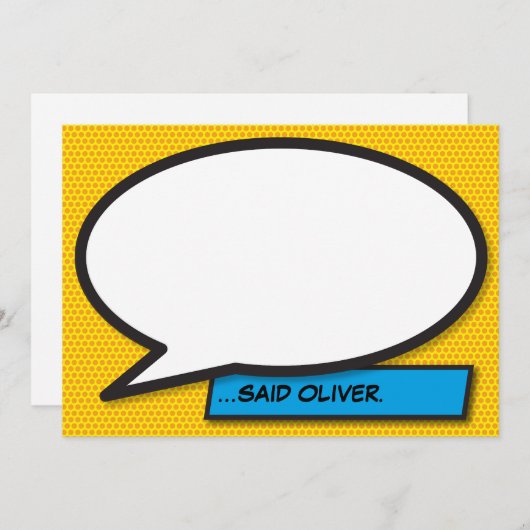 あなたのメッセージ スピーチ バブル ファン レトロ コミックブック 招待状 (正面/裏面)