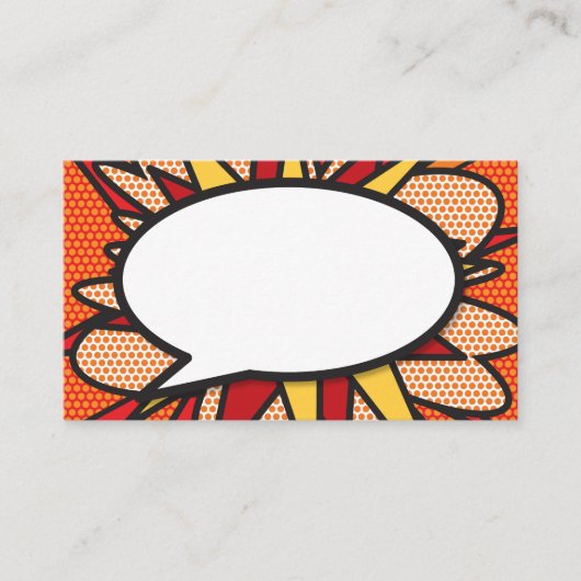 あなたのメッセージ スピーチ バブル ファン レトロ コミック ブック エンクロージャーカード (正面)