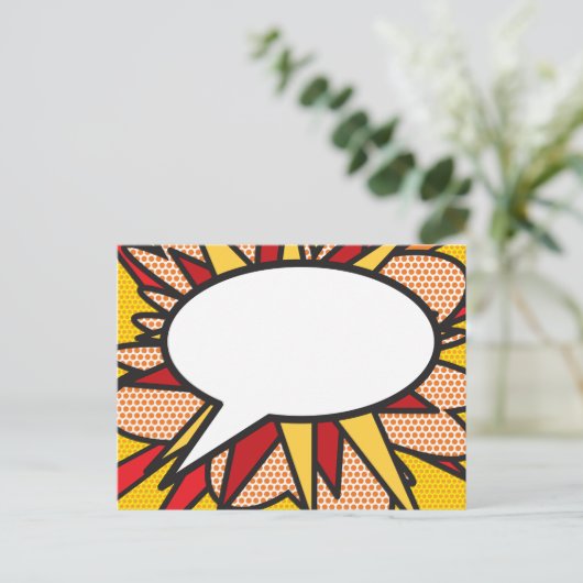 あなたのメッセージ スピーチ バブル ファン レトロ コミック ブック ポストカード (スタンド正面)