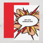 あなたのメッセージ スピーチ バブル ファン レトロ コミック ブック 招待状 (正面/裏面)