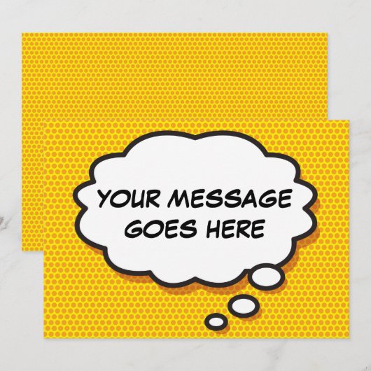 あなたのメッセージ・バブル・ファン・レトロ・コミックブック 招待状 (正面/裏面)