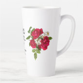 あなたのメッセージ：赤いローズブーケ写真バレンタイン カフェラテマグ (右)