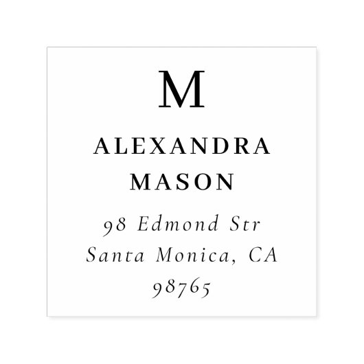 あなたのモノグラムと名前のパーソナライズされた差出人住所 セルフインキングスタンプ (デザイン)