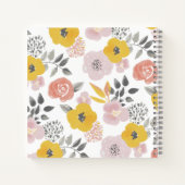 あなたのモノグラムと明るい混合フローラルパターン ノートブック (裏面)