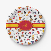 あなたのモノグラムを加える旗が付いているスペインのな項目 ペーパープレート (正面)