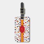 あなたのモノグラムを加える旗が付いているスペインの項目 ラゲッジタグ (正面縦)