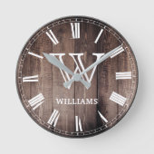 あなたのモノグラムカスタムファームハ素朴ウスを作成 ラウンド壁時計 (正面)