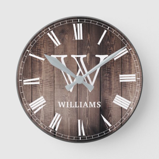 あなたのモノグラムカスタムファームハ素朴ウスを作成 ラウンド壁時計 (正面)