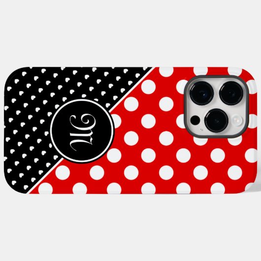 あなたのモノグラムスタイリッシュ水玉模様レッド白黒 Case-Mate iPhoneケース (裏面 (横))