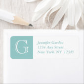 あなたのモノグラムブルーホワイト差出人住所ラベル ラベル (インサイチュ)