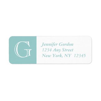 あなたのモノグラムブルーホワイト差出人住所ラベル ラベル