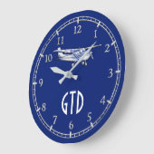 あなたのモノグラム空クラシック機のセスナ飛んでいるオン ラージ壁時計 (傾斜)