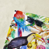 あなたのモノグラム|のカラフルな水彩画のオウムを加えて下さい ビーチタオル (インサイチュ)