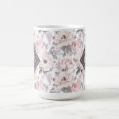 あなたのモノグラム|のクラシックなピンク及び灰色パターンを加えて下さい コーヒーマグカップ (中央)