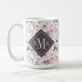 あなたのモノグラム|のクラシックなピンク及び灰色パターンを加えて下さい コーヒーマグカップ (左)