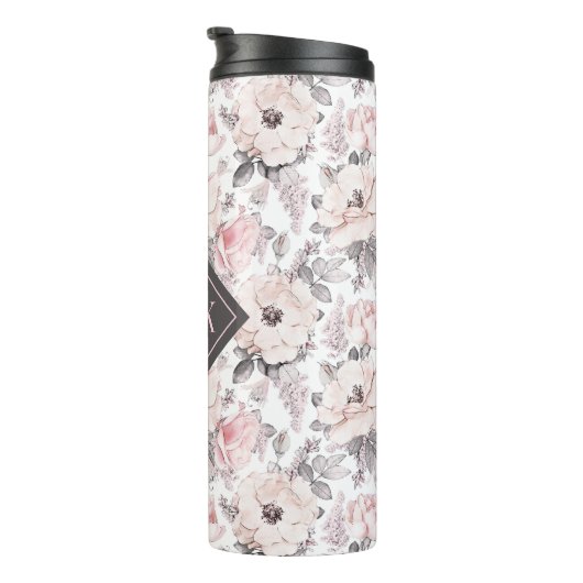 あなたのモノグラム|のクラシックなピンク及び灰色パターンを加えて下さい タンブラー (回転右)