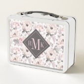 あなたのモノグラム|のクラシックなピンク及び灰色パターンを加えて下さい メタルランチボックス (裏面)