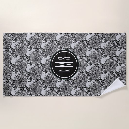 あなたのモノグラム|のスタイルのカメパターンを加えて下さい ビーチタオル (正面)