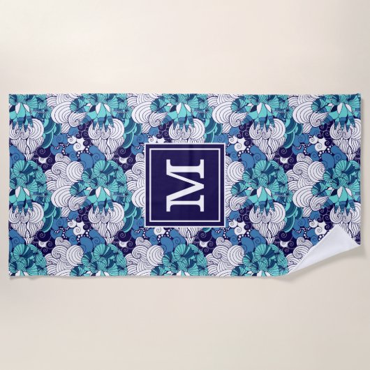 あなたのモノグラム|のファンキーな貝殻パターンを加えて下さい ビーチタオル (正面)