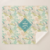 あなたのモノグラム|のモダンの花柄パターンを加えて下さい シェルパブランケット (正面(横))