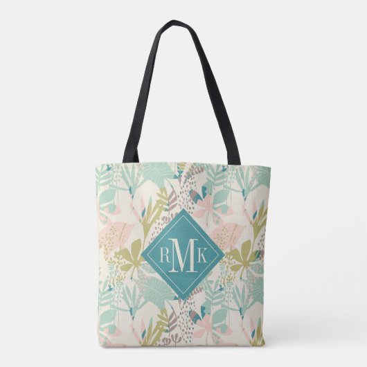 あなたのモノグラム|のモダンの花柄パターンを加えて下さい トートバッグ (裏面)