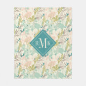 あなたのモノグラム|のモダンの花柄パターンを加えて下さい フリースブランケット (正面)