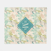 あなたのモノグラム|のモダンの花柄パターンを加えて下さい フリースブランケット (正面(横))