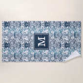 あなたのモノグラム|のヴィンテージの海兵隊員パターンを加えて下さい ビーチタオル (正面)
