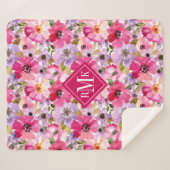 あなたのモノグラム|の夏の水彩画の花柄を加えて下さい シェルパブランケット (正面(横))