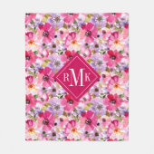 あなたのモノグラム|の夏の水彩画の花柄を加えて下さい フリースブランケット (正面)