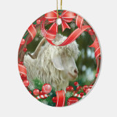 あなたのヤギの写真クリスマスリース セラミックオーナメント (左)