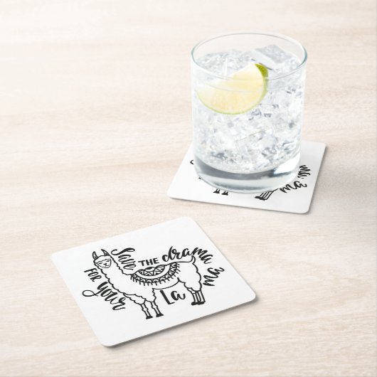 あなたのラマのための戯曲を救って下さい スクエアペーパーコースター (インサイチュ)