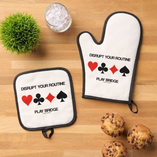 あなたのルーチンのブリッジ遊の4つのカードスーツを中断 鍋つかみ&鍋敷きセット (トップダウン)