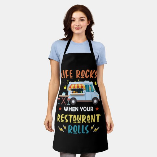 あなたのレストランのライフ転がロック – フードトラック エプロン (着用した状態)