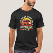 あなたのレストランの食べ転が物バン1時の岩 Tシャツ (正面)