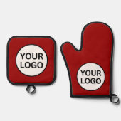 あなたのロゴあなたのスローガンプロフェッショナル 鍋つかみ&鍋敷きセット (正面)