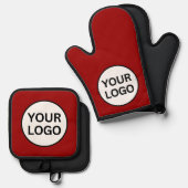 あなたのロゴあなたのスローガンプロフェッショナル 鍋つかみ&鍋敷きセット (正面/裏面)