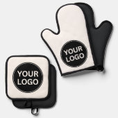 あなたのロゴあなたのスローガンプロフェッショナル 鍋つかみ&鍋敷きセット (正面/裏面)