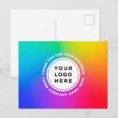 あなたのロゴとテキスト レインボー パーソナライズ サンクス ポストカード (正面/裏面)