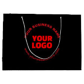 あなたのロゴと編集可能な円形テキスト（赤またはDIY仕様） ラージペーパーバッグ (裏面)