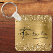 あなたのロゴのためのキラキラした金ゴールドガラス キーホルダー (正面)