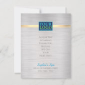 あなたのロゴのビジネス名ブラシ付きシルバー金ゴールド ストライプ サンキューカード (裏面)