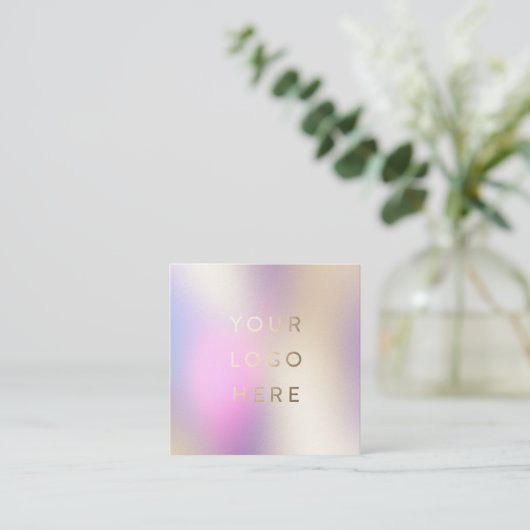 あなたのロゴのホログラフィモダンー虹色 スクエア名刺 (スタンド正面)