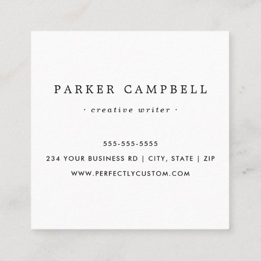 あなたのロゴのミニマ縁どリストを軽いセージ緑の白 スクエア名刺 (裏面)