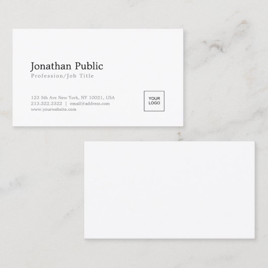 あなたのロゴのモダンでエレガントで白いシンプルな設計を加えて下さい 名刺 (正面/裏面)