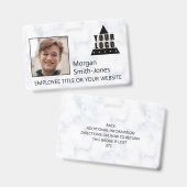 あなたのロゴの大理石スタイリッシュなビジネス従業員の写真 バッジ (正面＆裏面)