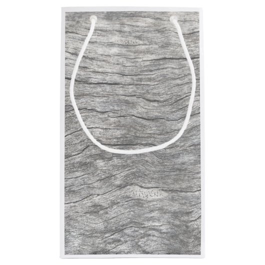 あなたのロゴの色あせた木材紙抱き枕 スモールペーパーバッグ (裏面)