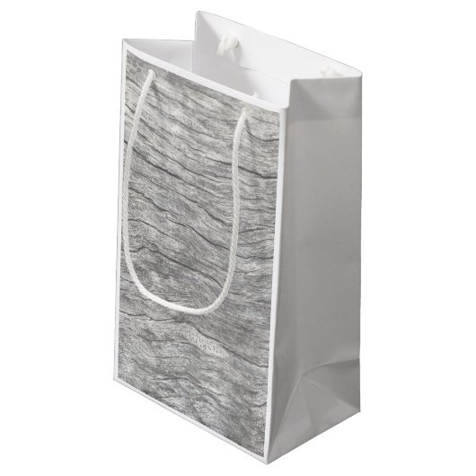 あなたのロゴの色あせた木材紙抱き枕 スモールペーパーバッグ (裏面アングル)