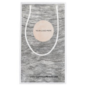 あなたのロゴの色あせた木材紙抱き枕 スモールペーパーバッグ (正面)